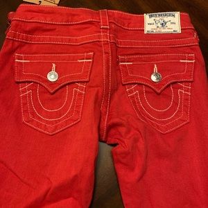 NWT True Religion Red Skinny Jeans Sz 26